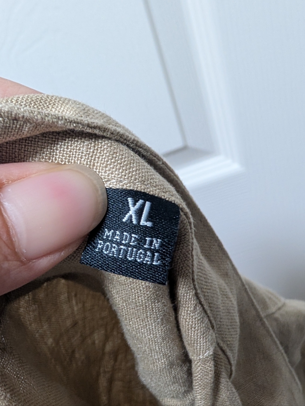 Todd Snyder x Baird McNutt Shirt Mens XL Band Collar Irish Linen Tan Luxury - Picture 3 of 6